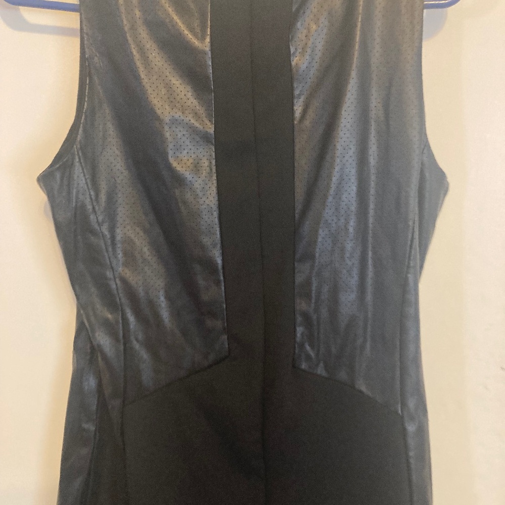 Black leather accent dress
